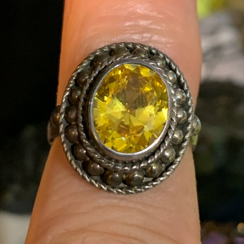 Sterling silver artisanal citrine ring size - Picture 3 of 9